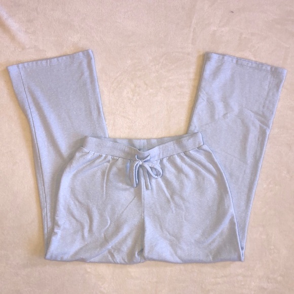 Hill House Pants - Hill House Teddy Lounge Light Blue Cotton Blend Lounge Pants